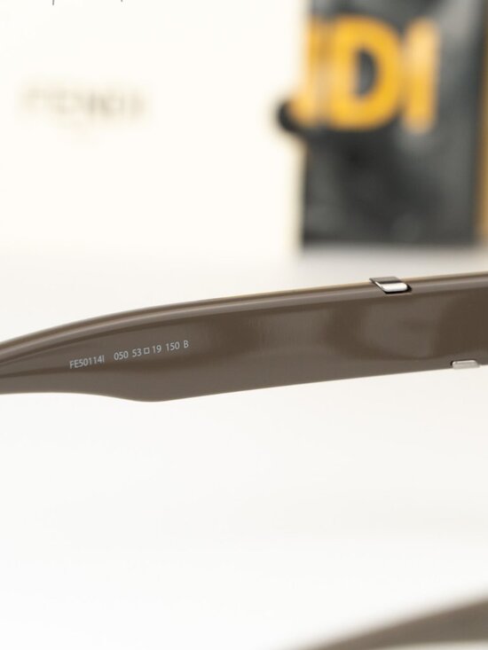 Fendi Women Eyeglasses Rectangular Brown Demo FE50114I 050 NEW AUTHENTIC